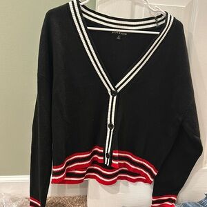 Social Scene black and red button-up sweater